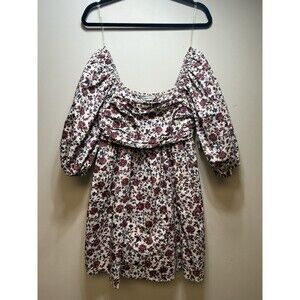 Speechless Rust Ivory Floral Puff Sleeve Mini Boho Cottagecore Pockets Sz S
